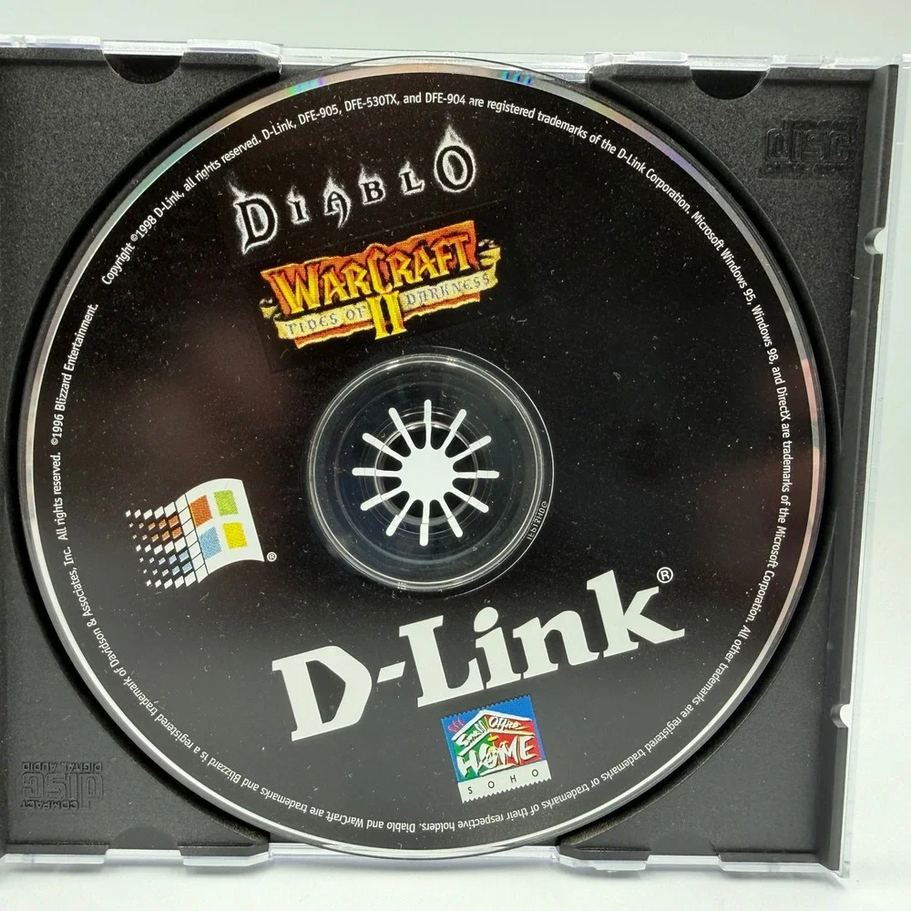 Diablo & Warcraft II Tides of Darkness D-Link Promo PC Game Disc TESTED RARE